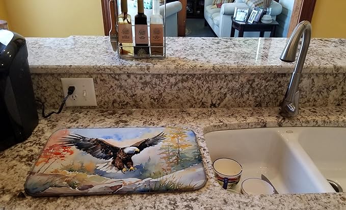 Caroline's Treasures DAC3213DDM Eagle Dish Drying Mat Absorbent Dish Drying Mat Pad for Kitchen Counter Dish Drainer Mat for Countertop 14 x 21 Multicolor