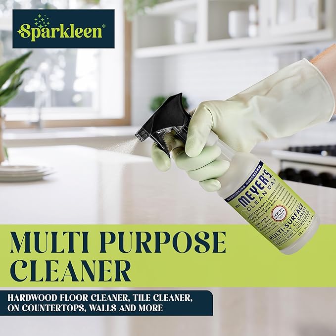 Mrs. Meyers Multi-Surface All Purpose Cleaner Set Multi-Purpose Cleaner 2 Pack 16 oz. Lemon Verbena Spray and Cloth Set Bundle for Bathroom Living Room or Bedroom
