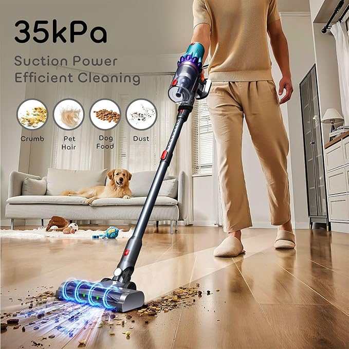 ECOHOME Cordless Vacuum Cleaner35Kpa/50Min Vacuum Cleaners for Home Anti-Tangle &amp Wall Mount ChargingStick Vacuum with LED Display8 in 1 Lightweight Vacuum for Hard Floors Carpet Pet Hair