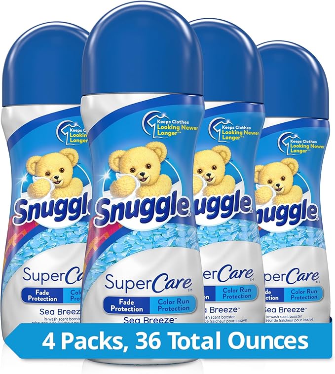 Snuggle SuperCare In-Wash Scent Booster Beads Sea Breeze Fade Protection and Color Run Protection 9 Ounce 4 Count