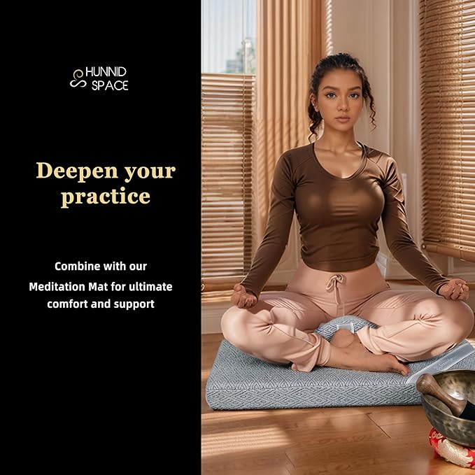 Meditation Zafu Cushion Set with Buckwheat Hulls &amp Memory Foam - Ergonomic Support for Yoga &amp Sitting - Removable Machine-Washable Luxury Velvet Cover - for Adults and Kids (Premium Grey)