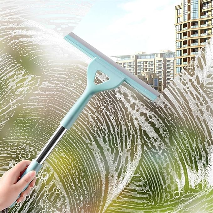 Shower Window Glass Wiper Silicone Cleaner Brush Bathroom Mirror Wiper Cleaning Accessories ﻿(Blue)