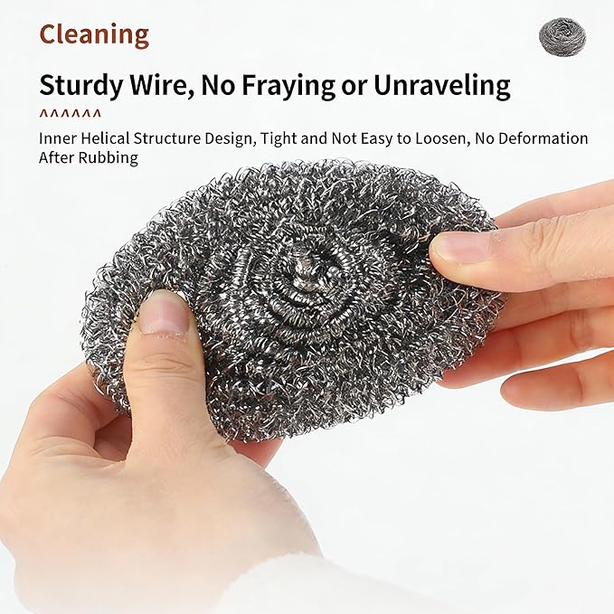 150 Pack Stainless Steel Scrubbers for Kitchen Cleaning Metal Scouring Pads for Pots Pans Oven Grill &amp Bathroom Surfaces Wire Wool Sponge Individually Wrapped Set