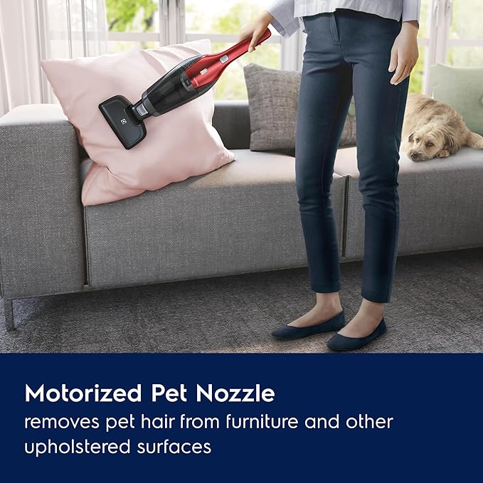 Electrolux Ergorapido Pet Cordless 2-in-1 Vacuum Cleaner with Motorized Pet Nozzle for Easy Pet Hair Removal 48-Minute Run Time 2 Power Modes Chili Red