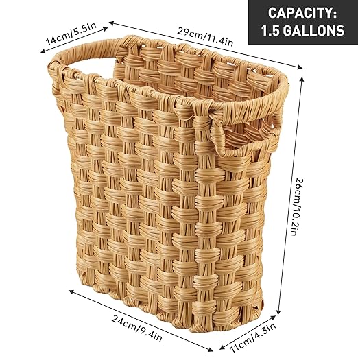 Wicker Waste Basket with Built-in Handles Multifunctional Mini Basket for Home and Office Compact Design and Durable Construction with Fine Artisanal Craftsmanship