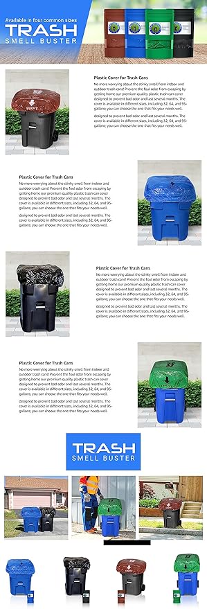 Trash Can Smell Eliminator Cover Odor Eliminating Bag Lemon Scented Durable Chemical Free 95 Gallon 3 Pack