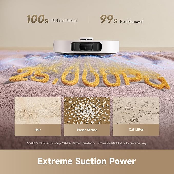 DREAME D30 Ultra Robot Vacuum and Mop 25000Pa Powerful Suction All-in-One Base Station with 100 Days Auto-Empty MopExtend Tech for Edge Cleaning Smart Obstacle Avoidance White