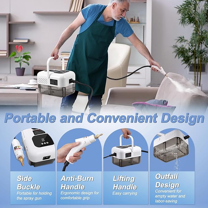 ALILYY Steam Cleaner 2500W Handheld Steam Cleaner for HomeSteamer for Cleaning with 42oz Water Tank6 Cleaning Attachments for Cleaning Stubborn StainsGreaseFloorsCouches &amp Cars