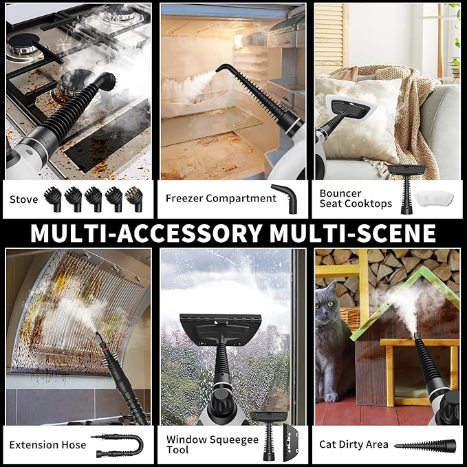 Pressurized Handheld Steam Cleaner with 14 pcs Accessories Portable Steamer for Cleaning Steam Cleaner for Home for Dirt Grease Grout Tile Floor Car