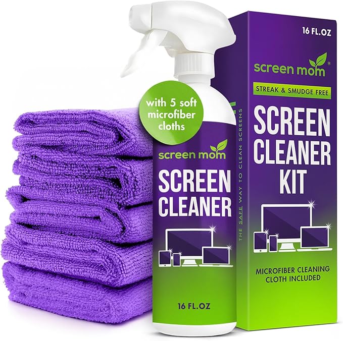Screen Cleaner Spray and Wipe Kit 16oz and 4 Pack Microfiber Towel Bundle - Electronics Cleaner Spray TV Screen Cleaner for Smart TV Computer Phone iPad Laptop Screen Cleaner Car Screen Cleaning Kit