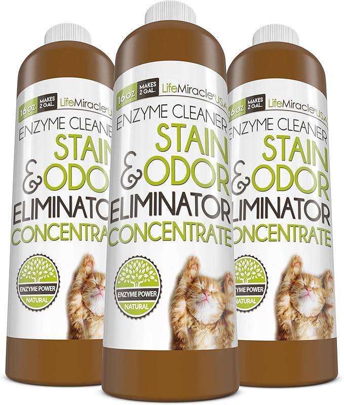 Life Miracle Enzyme Cleaner &amp Pet Odor Eliminator CONCENTRATE | Deep Cleaning Enzymatic Spot Remover for Dog Cat Urine Rug Carpet Upholstery Couch Car Stains &amp Smells | Makes 2 GALLONS