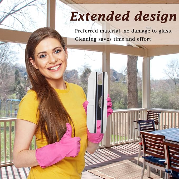 Upgrade Magnetic Window Cleaner Double Side Glass Wiper Cleaner for Single or Double Glazed Window 0.1-1.2 Indoor &amp Outdoor Glass Washing Cleaning Tool Brush (White(Single Glass 0.3-0.6))