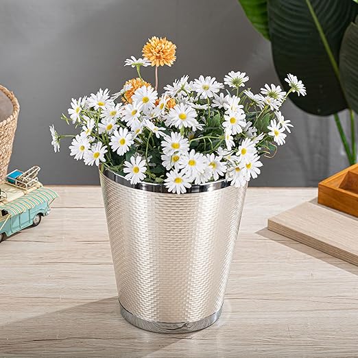 Metal Flower BucketHandcrafted Metal Wastebasket Trash Can high Value Light Luxury Japanese Style Trash Basket for Weddings Home Table Centerpiece