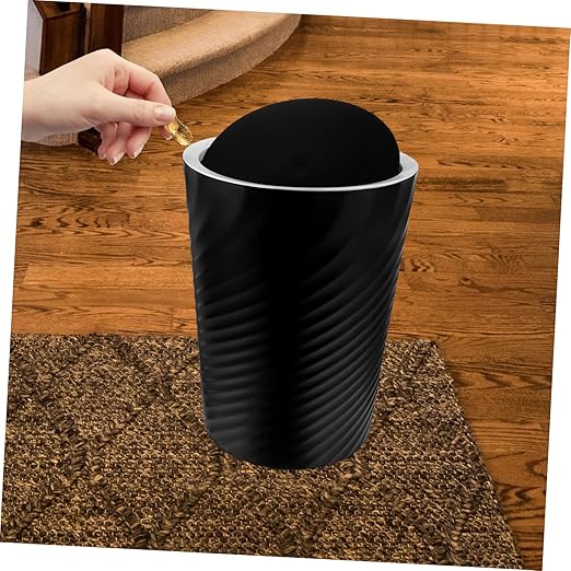 Creative Covered Trash Can Bathroom Litter Bin with Lid for Office Bedroom Living Room Sturdy Plastic Wastebasket for Home Use
