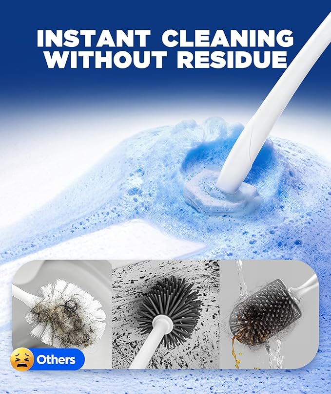 62 Count Toilet Wand Refills For Clorox Wand 3-Layer Brush Heads with Upgraded Toilet Bowl Cleaners For 99.9% Stains Removal