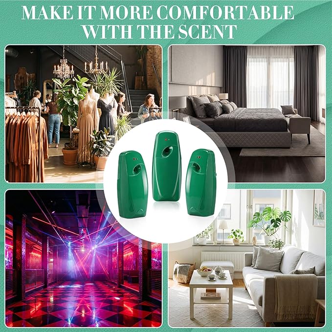 Maxcheck 4 Pcs Automatic Air Freshener Spray Dispenser Wall Mounted Automatic Spray Dispenser Air Freshener for Bathroom Battery Operated Free Standing for Commercial Place and Room (Dark Green)