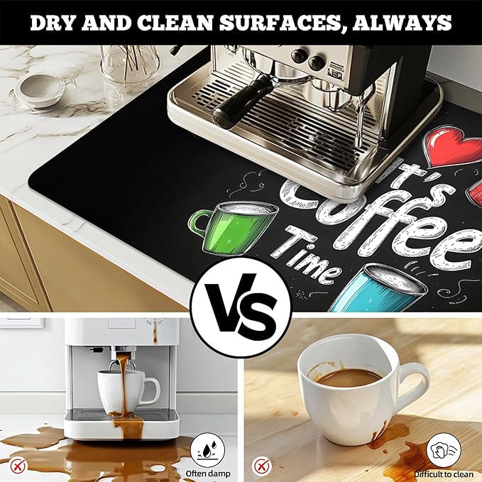 Dish Drying Mat Large Coffee Mat Absorbent Drying Mat for Kitchen Counter Coffee Bar Accessories 32x 17 (3 32Lx17W)