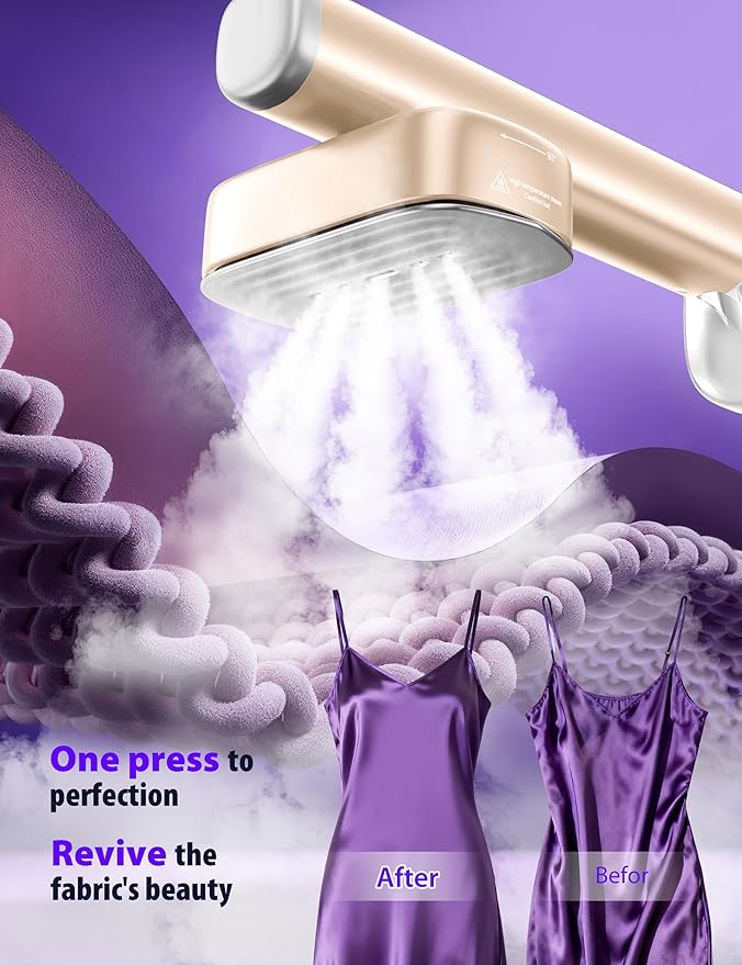 Steamer for Clothes Portable Handheld Garment Steamer15s Fast Heat-up180ml TankSteamer Ironing Gloves35 Minutes of Continuous Ironing for Travel and Home(Champagne Gold)
