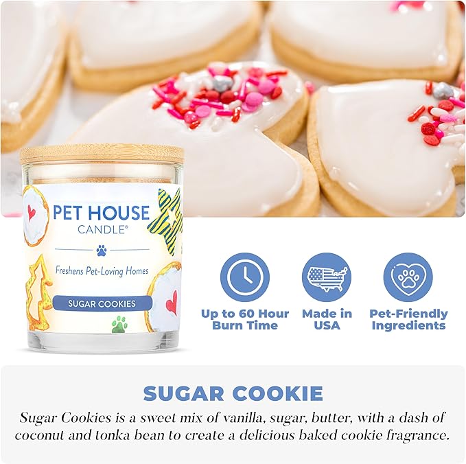 Pet House Candles Plant Based Cookie Scented Candle Clean Burning Long Lasting for Home Sugar Cookies