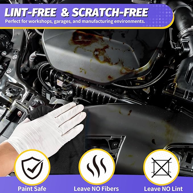 HOMERHYME Microfiber Cleaning Cloth 100 Pack Black Cleaning Rags Microfiber Towel Bulk Absorbent Lint-Free Wash Cloths All-Purpose Towels for Cars Shop Automotive Garage Home &amp Kitchen
