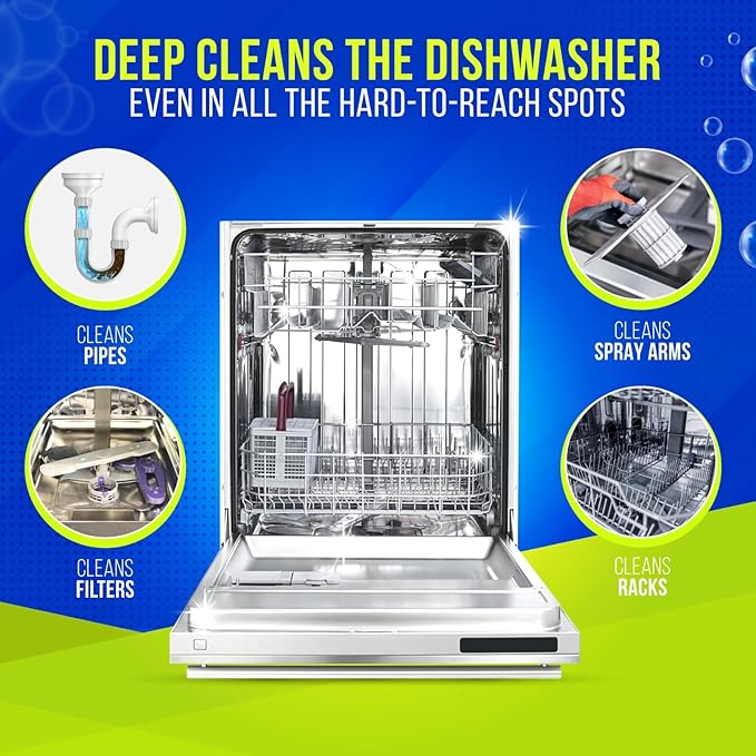 Dishwasher Cleaner &amp deodorizer Tablets 26-Pack and Coffee Machine Descaler Cleaner Tablets 24-Pack Removes hard water and Limescale Compatible with All Coffee Makers and Dishwashers