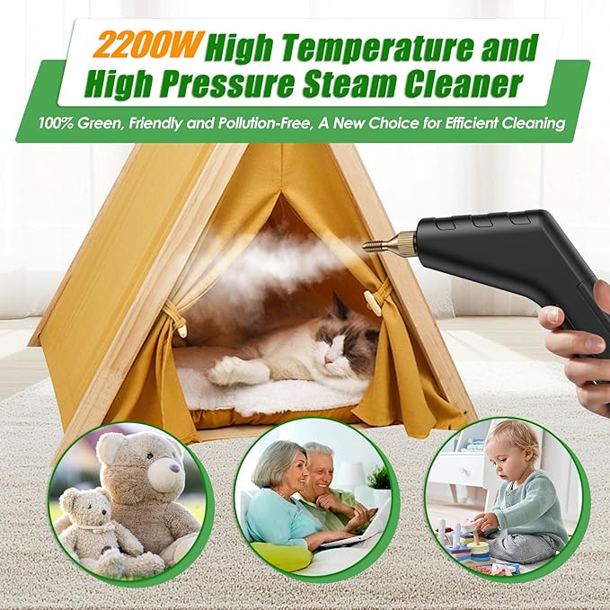 Steam Cleaner for Home &amp Car 15s Heat-Up Handheld Steamer for Cleaning 1.2L Portable High Steam Cleaners 3BAR Steam Control with 14 pcs Accessories Kit for Car Floors Couches Tiles Grout