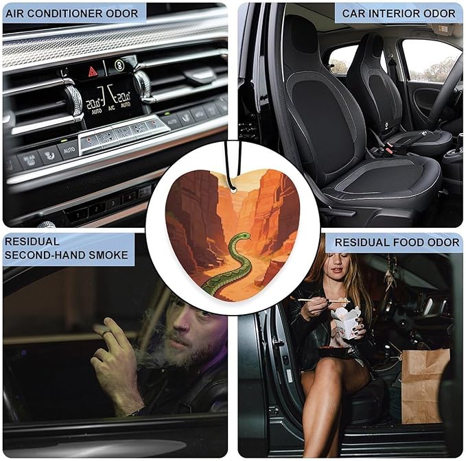 5PCS Car Air Freshener Hanging Personalized Double Sided Snake Canyon Car Fresheners Long Lasting New Cars Scents Cute Automotive Freshies for Closets Drawers (tea)