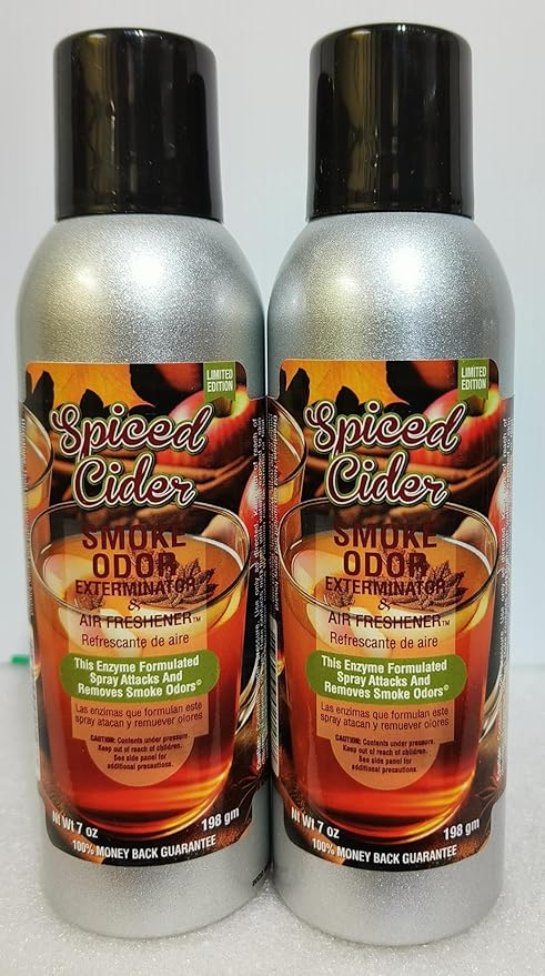 Smoke Odor Exterminator 198 gm/ 7 oz Large Spray Spiced Cider 7oz Can 2 Pack. Assorted