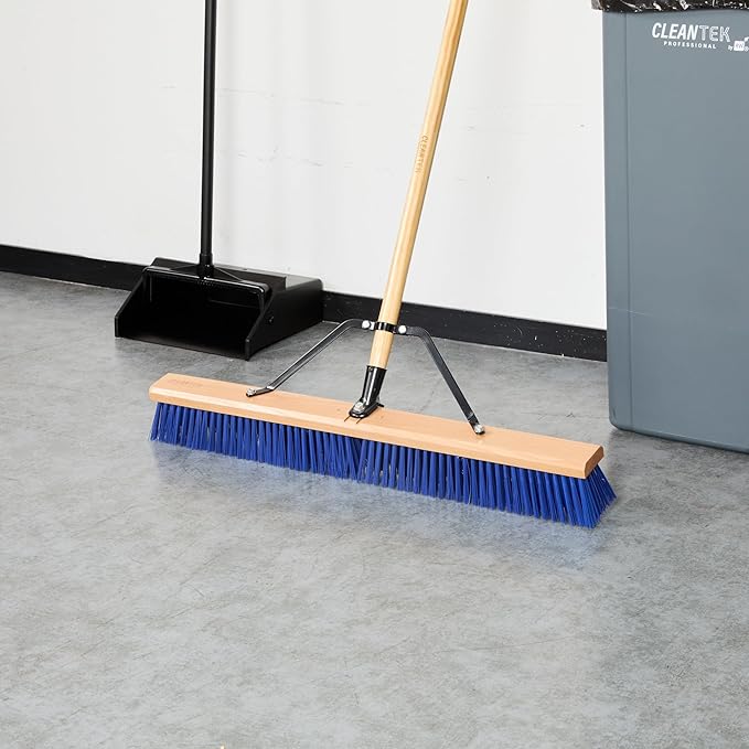 Restaurantware-BROOM HEAD ONLY: Clean Tek Professional 30-Inch Broom Head 1 Heavy-Duty Push Cleaning Tool - Handle And Brace Sold Separately Heavy Plastic Bristles Wooden Commercial Use