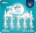 Glade PlugIns Refills Air Freshener Sky &amp Sea Salt Scented and Essential Oils for Home and Bathroom 0.67 Fl Oz 10 Count