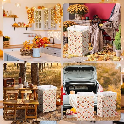 13 Gallon Thanksgiving Disposable Pop up Trash Cans for Parties with Fitted Bags 4 Pack Extra Large Cardboard Garbage Cans Fall Party Supplies Thick Recycled Bins Garbage Can