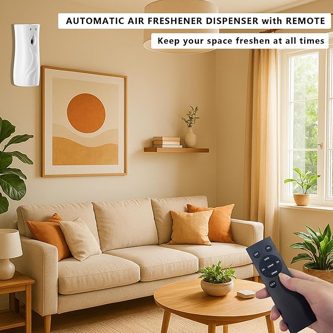 Automatic Air Freshener Spray Dispenser 8-Pack Wall Mounted or FreestandingMultiple Time SettingsCommercial and Home Use in Bathrooms Offices Living Rooms and Commercial Places (White 1121)