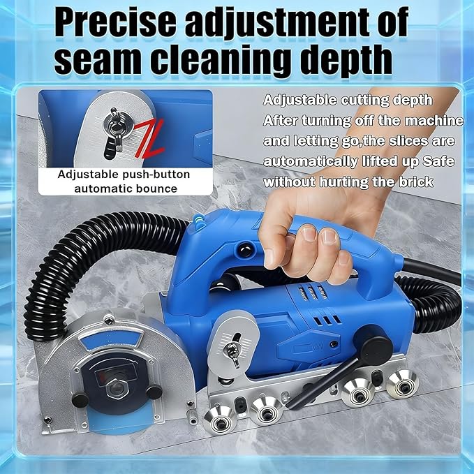 Electric Grout Cleaner 1200W - Heavy Duty Tile Grout Removal Machine With Vacuum 9000r/min High Speed Saw Blades Included For Cleaning Tile Joints Effectively(220V1.7mm)