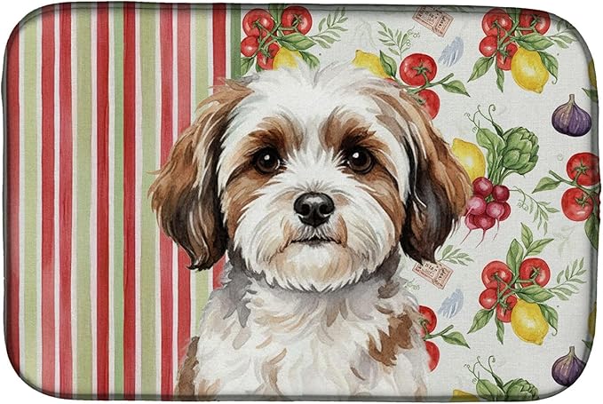 Caroline's Treasures Parti-color Havanese Vegetables Dish Drying Mat Absorbent Dish Drying Mat Pad for Kitchen Counter Dish Drainer Mat for Countertop 14 x 21 Multicolor