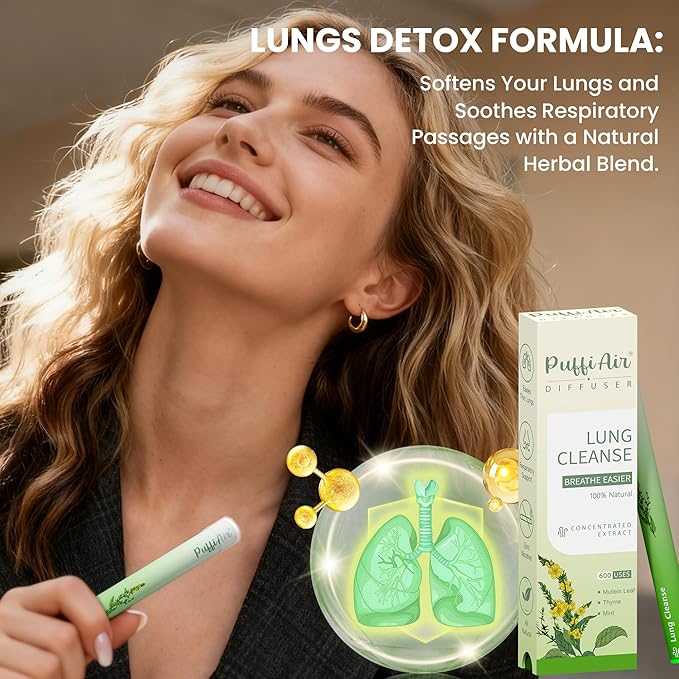 Herbal Diffuser Pen Lung Cleanse Diffuser with Mullein Thyme &amp Mint for Better Breathing All Natural Swap - 600 Uses 6 Diffusers 2 Packs