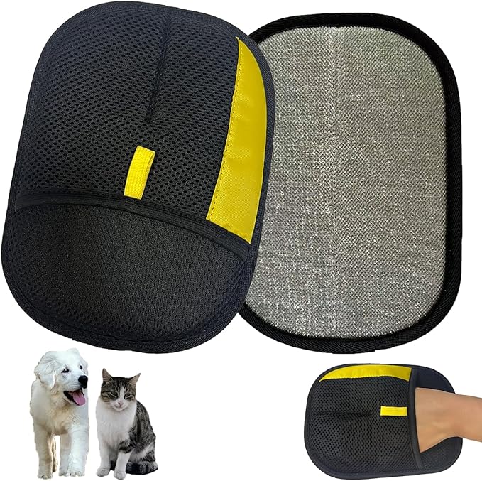 Pet Hair Removal Gloves for Cats Dogs Upgraded Electrostatic Reusable Magic Cat Dog Fur Brush Effortless Pet Hair Remover Mitt Tool for Furniture Carpet Clothes Couch (2pcs-Black)