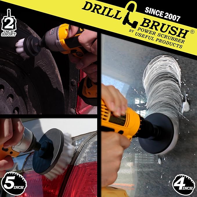 Car Accessories - Drill Brush Attachment for Washing Wheels Mats Detailing - Carpet and Upholstery Cleaner - Boat and Kayak Hull Accessories - Glass and Fiberglass Cleaner