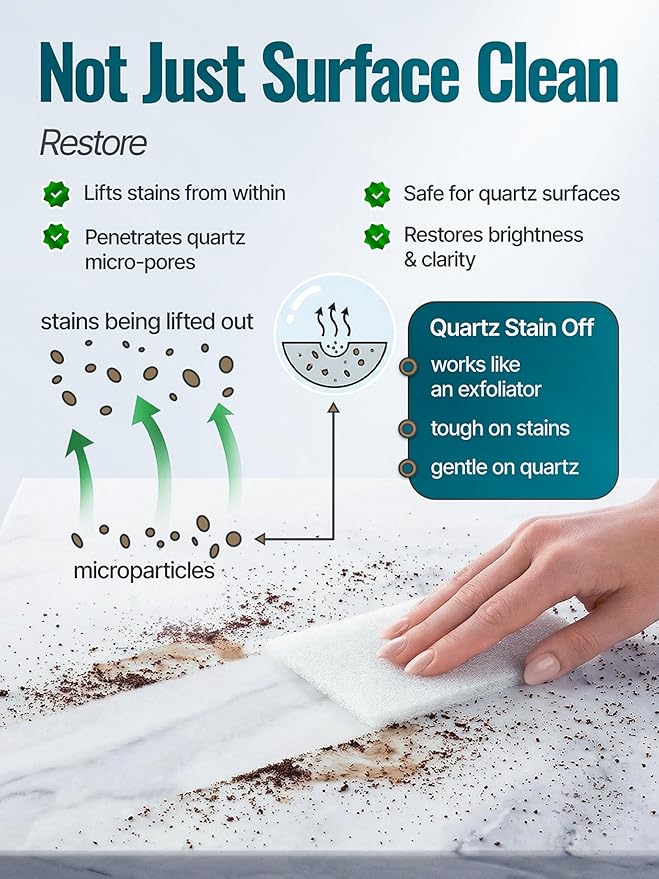 Quartz Stain Off – Quartz Countertop Stain Remover Cream &amp Deep Cleaner | Removes Coffee Water Grease &amp Food Stains | Non-Abrasive Scratch-Free