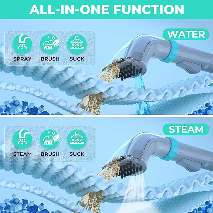 HAUSHOF Steam Portable Carpet and Upholstery Cleaner Deep Couch Cleaner Machine with 3 Powerful Cleaning Modes for Pet Stains Sofa Rug Mattress Car Seat and Curtain Spot &amp Stain Cleaner Incl