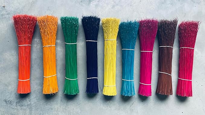 1 Pound Bundle Natural or Dyed/Colored Broomcorn Hurl for Broom Making and Crafting (Natural 12 Inch)