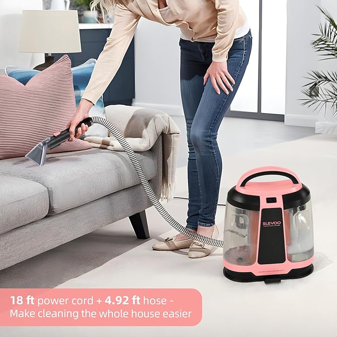 Carpet Cleaner Machine 11Kpa Strong Suction New 450W Powerful Motor Portable Upholstery Cleaner with Spot Cleaner Stain Remover for Pet Accident Rugs Carpet and Upholstery Red