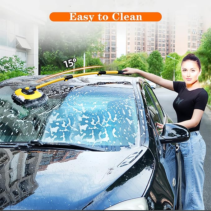 Upgrade Car Wash Brush Mop with Long HandleMicrofiber Mitt Car Cleaning Supplies Kit Car Wash Kit Tools Accessories