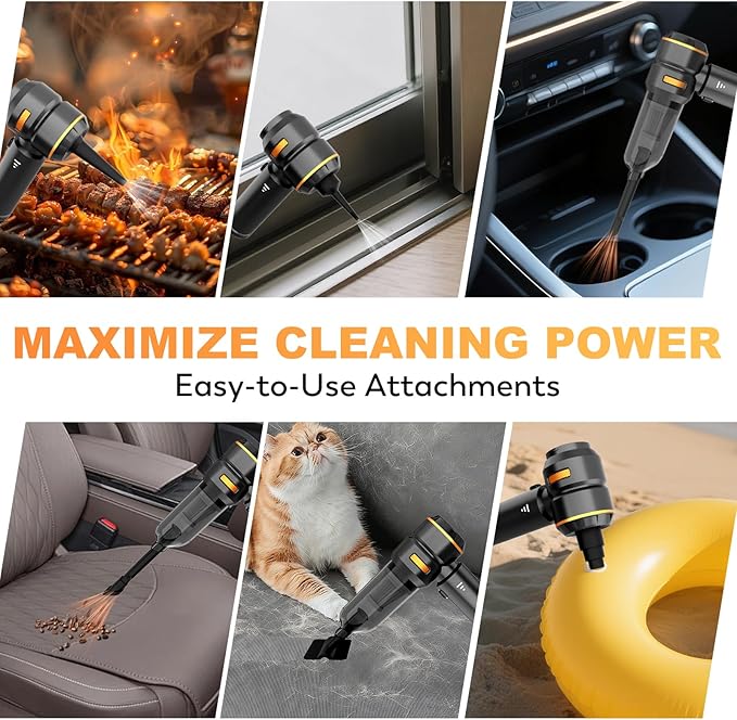 Handheld Car Vacuum Cordless 22000PA Strong Suction Mini Vacuum Cleaner with Brushless Motor 4-in-1 Portable Vacuum for Car Detailing Home Office &amp Travel Black Golden