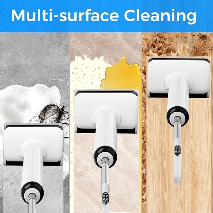 Cordless Wet Dry Vacuum Cleaner 23KPa Vacuum Mop for Hard Floors Up to 45 Min Runtime 180° Lay-Flat Design with Hot Water Self-Cleaning &amp 185°F Hot Air Drying Anti-Tangle Brush for Pet Hair