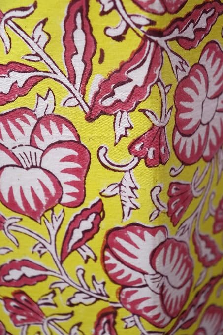 Generic Floral Hand Block Print Paper Dustbin Cotton Printed Wastebasket Indian Vintage Home Decor Hotel Room Decor (1 Yellow RED)