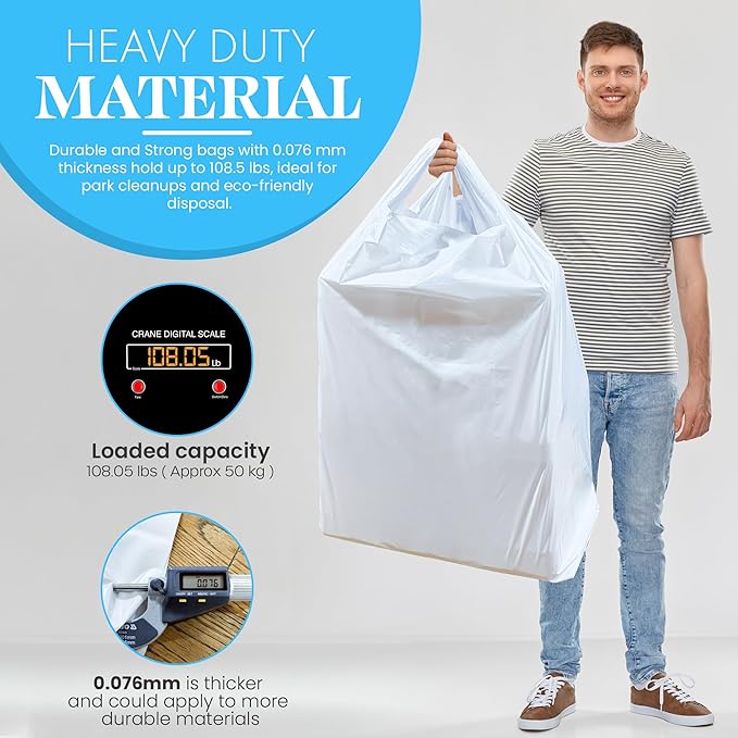 Heavy Duty Contractor Trash Bags with Handles – 52 Gallon 40 Count | 3 MIL Thick Extra Large Garbage Bags for Yard Waste Construction Lawn &amp Commercial Use | Secure Branded Knot for Easy Handl