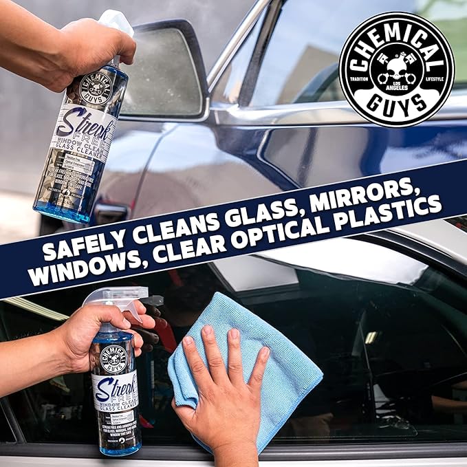 Chemical Guys CLD300 Streak Free Glass &amp Window Cleaner (For Glass Windows Mirrors Nav. Screens &amp More Car &amp Home) Ammonia Free &amp Safe on Tinted Windows 128 fl oz + ACC151 Spray