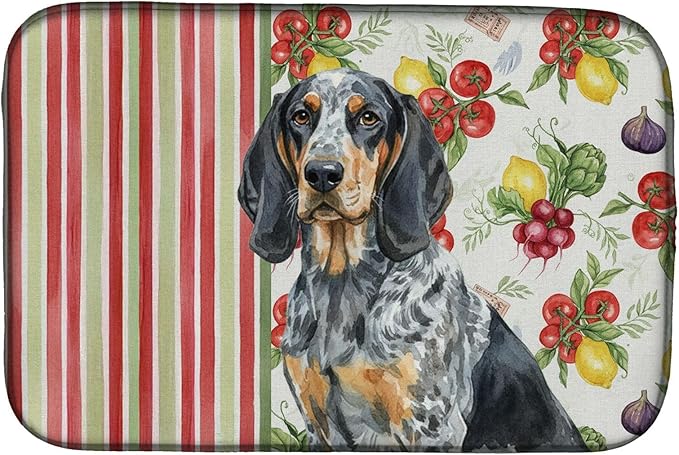 Caroline's Treasures Bluetick Coonhound Vegetables Dish Drying Mat Absorbent Dish Drying Mat Pad for Kitchen Counter Dish Drainer Mat for Countertop 14 x 21 Multicolor