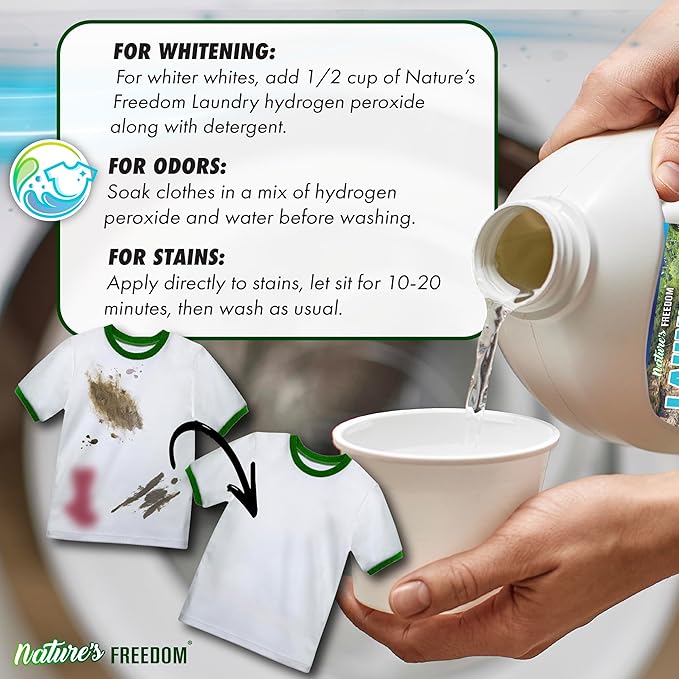 Nature's Freedom Laundry Peroxide Chlorine-Free Whitening Solution Stain and Odor Remover 1 Gallon