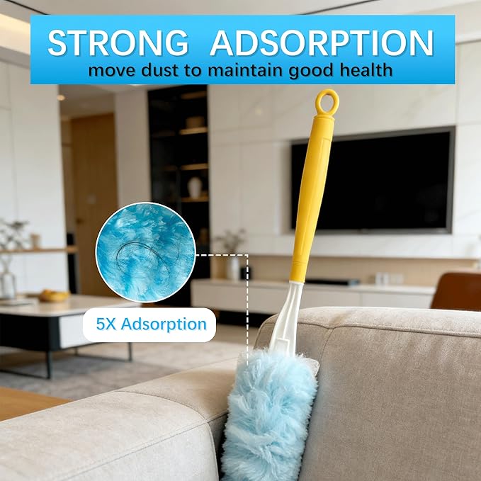50 Count Duster Refills for Swiffer Dusters with 2 Handle 360° Heavy Duty Duster for Swiffer Duster Refill4X Microfibers Disposable Duster Refills Kit for Cleaning Home Office Corners Blinds
